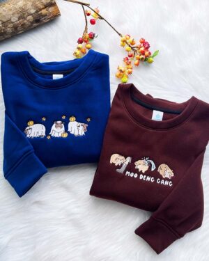 Moo Deng Hippo – Embroidered Youth Sweatshirt