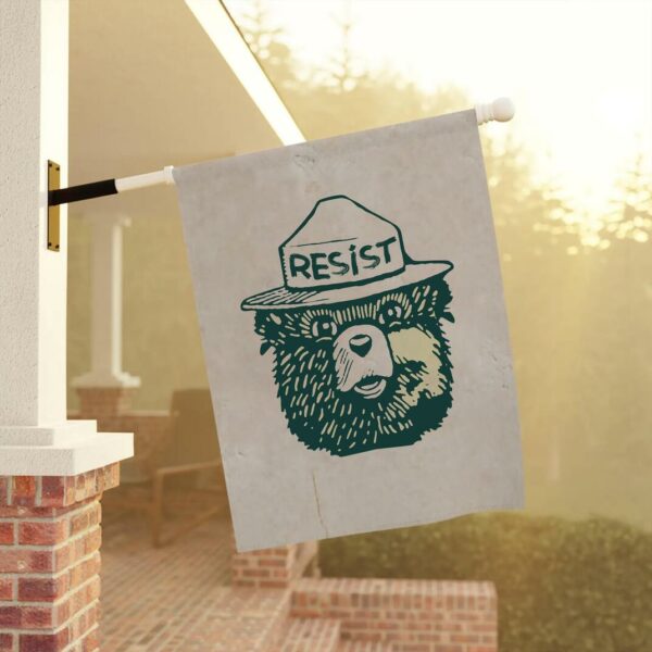 Resist Bear Garden Flag Banner, Whimsical Bear Protect National Parks