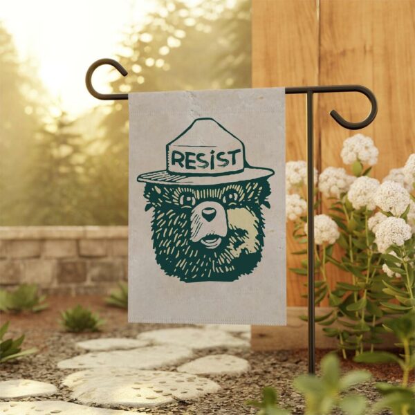 Resist Bear Garden Flag Banner, Whimsical Bear Protect National Parks