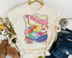 Retro Mouse Leaf Boat The Rescuers Bernard Bianca T-Shirt, Old Movies Shirt, Matching Family Shirts, 80s Cartoons, Gift For Family