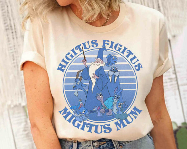 Higitus Figitus Migitus Mum Retro 90s Merlinn T-shirt, The Sword In The Stone, Unisex T-shirt Family, Matching Family Shirts, Vacation Trip Sweatshirt, Trip shirt