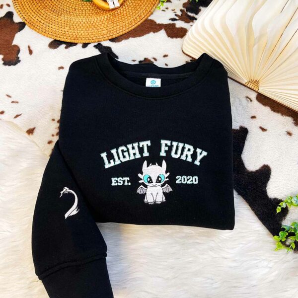 Toothless and Light Fury Couple Embroidered Sweatshirt