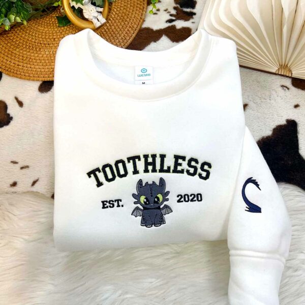 Toothless and Light Fury Couple Embroidered Sweatshirt