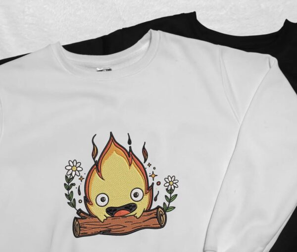 Calcifer Character Embroidered T-Shirt