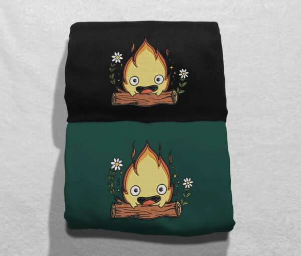 Calcifer Character Embroidered T-Shirt
