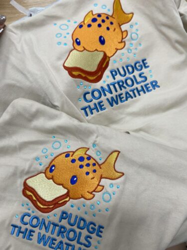Pudge Controls The Weather Fish Lilo & Stitch Embroidered T-Shirt photo review